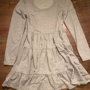 Gray easel dress. Cute ruffles.